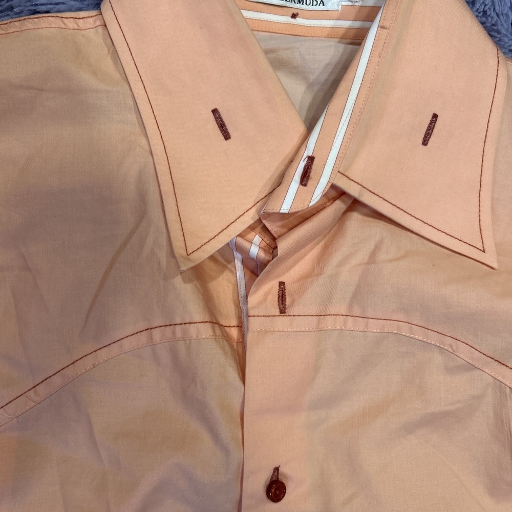 Vintage ANGELINO for‎ Bermuda Size 3XL Western Dress Button Down Peach/orange - Picture 3 of 8